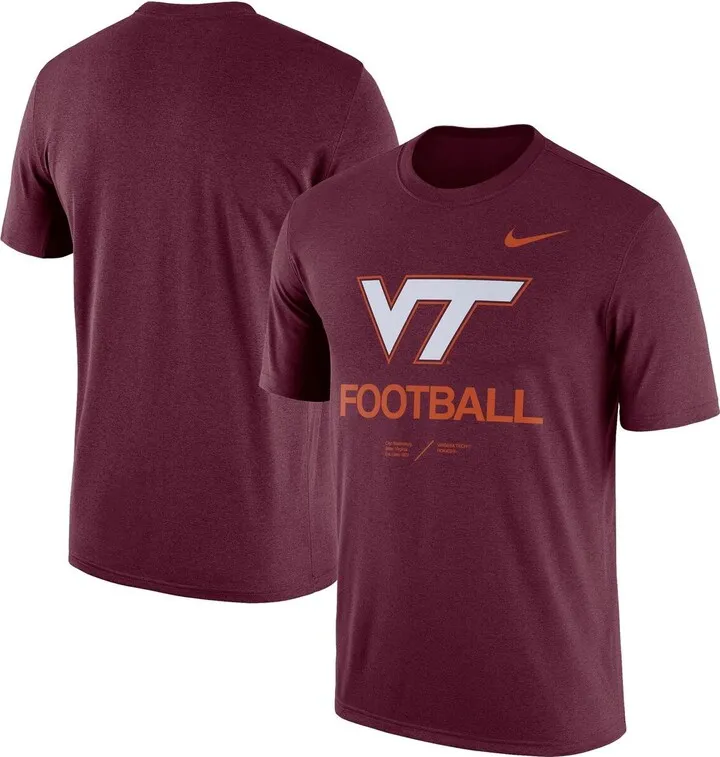 Men's Nike Heathered Maroon Virginia Tech Hokies Team Football Legend T-shirt
