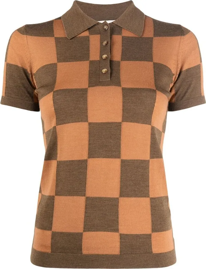 Checkerboard-Pattern Polo Shirt
