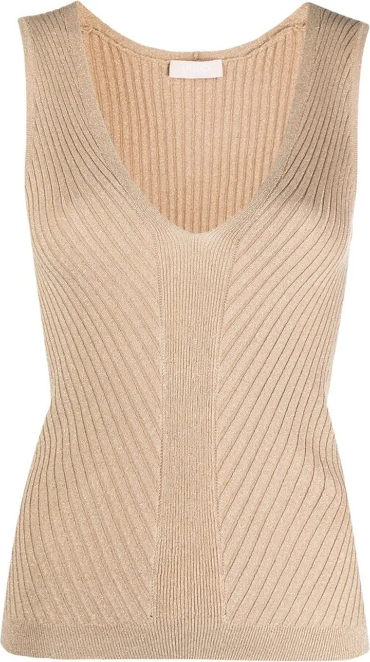 ribbed-knit V-neck gilet