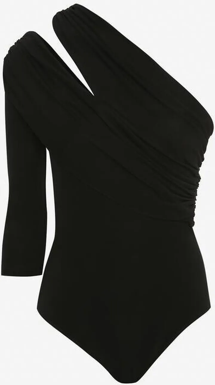 Women's Slashed One-Shoulder Bodysuit In Black