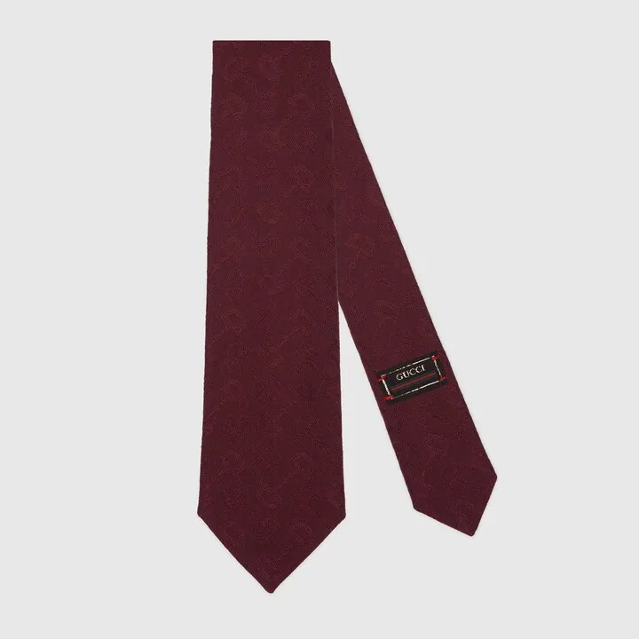 Horsebit jacquard cotton wool tie