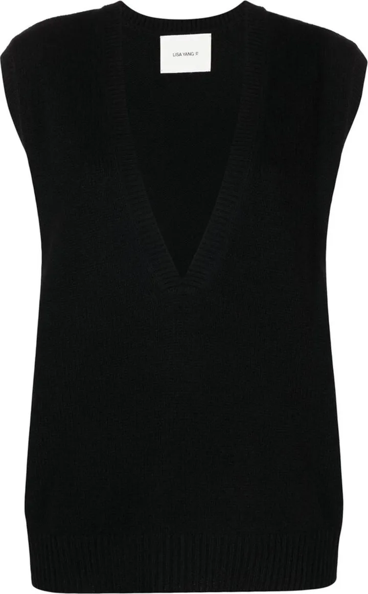 Black Linn V-Neck Cashmere Vest