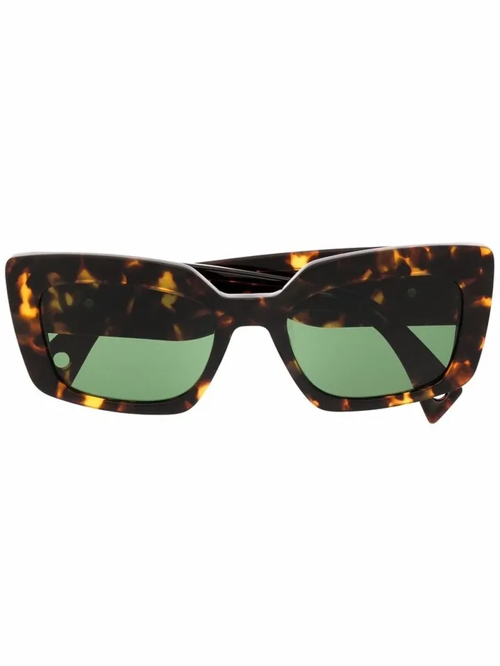 Green-Tinted Tortoiseshell-Effect Sunglasses
