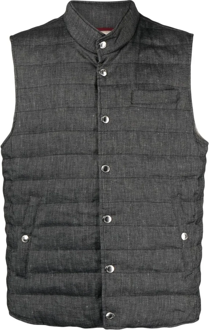 Padded-Design High-Neck Gilet