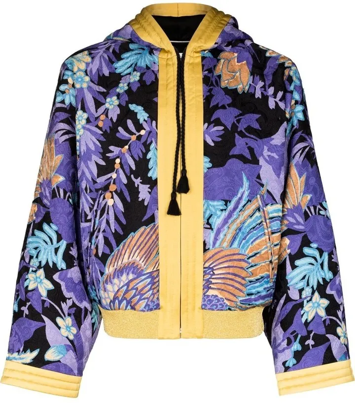 Jacquard Hooded Bomber Jacket