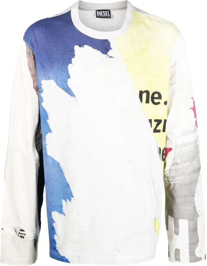 peel-off effect long-sleeve T-shirt