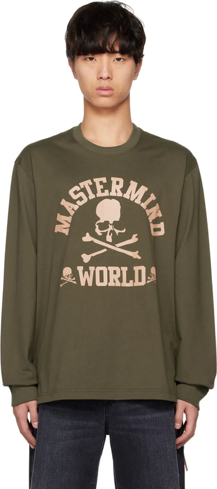 mastermind WORLD Khaki College Long Sleeve T-Shirt
