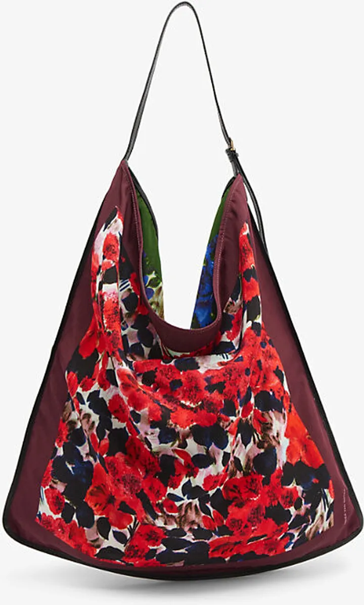 Womens Red Floral-print Woven Shoulder bag
