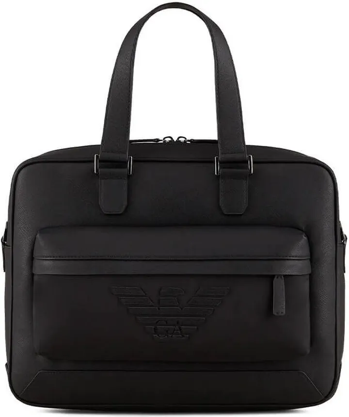 Emporio Armani Business Black Briefcase With Logo