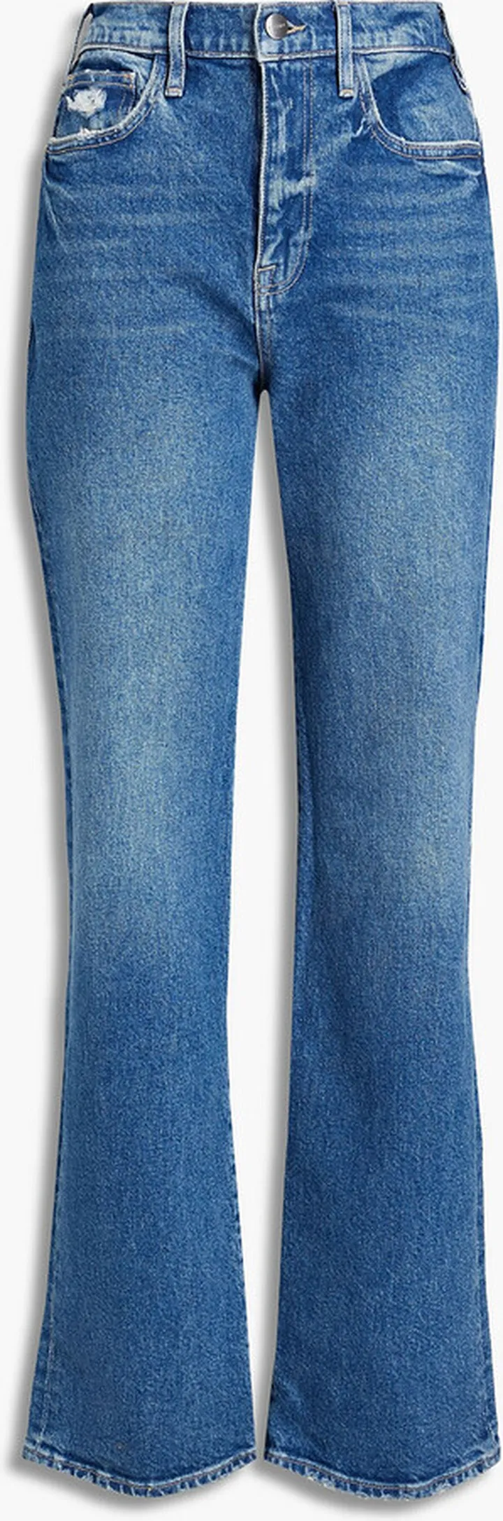 Le Jane distressed high-rise straight-leg jeans