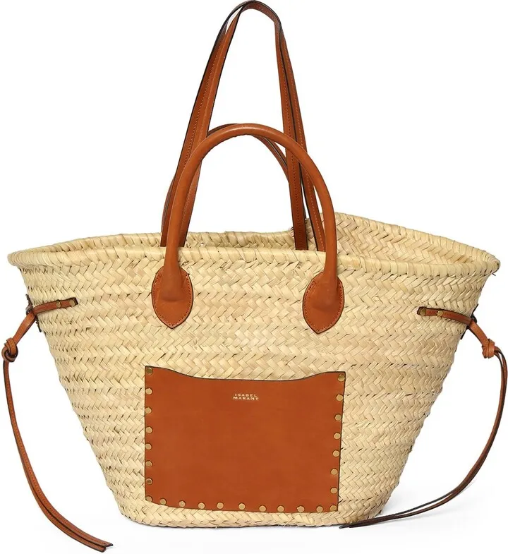 Cadix straw & leather tote bag