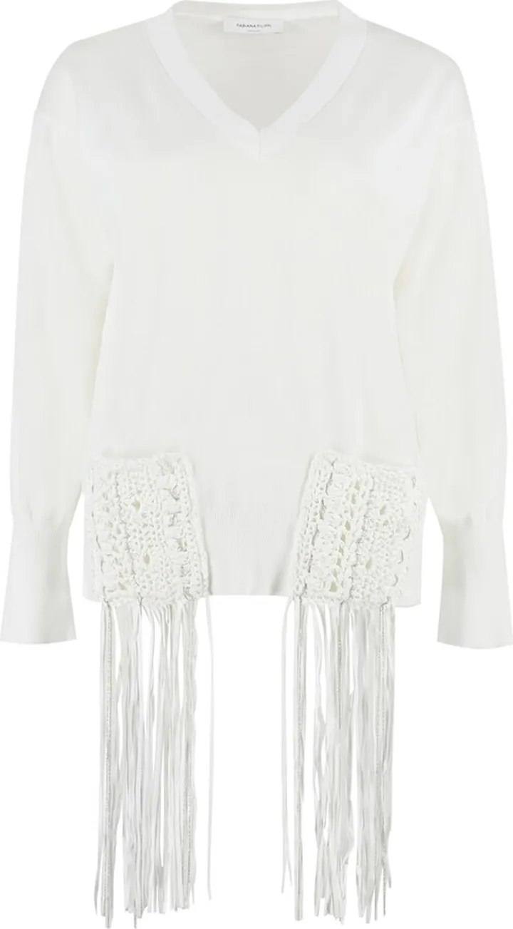 Cotton V-neck Pullover