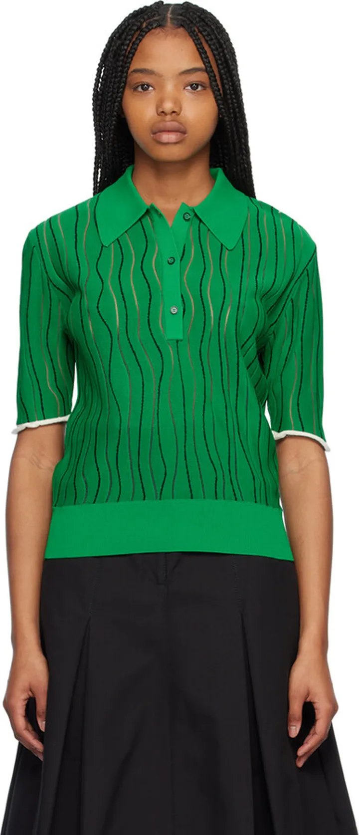 3.1 Phillip Lim Green Art Nouveau Polo
