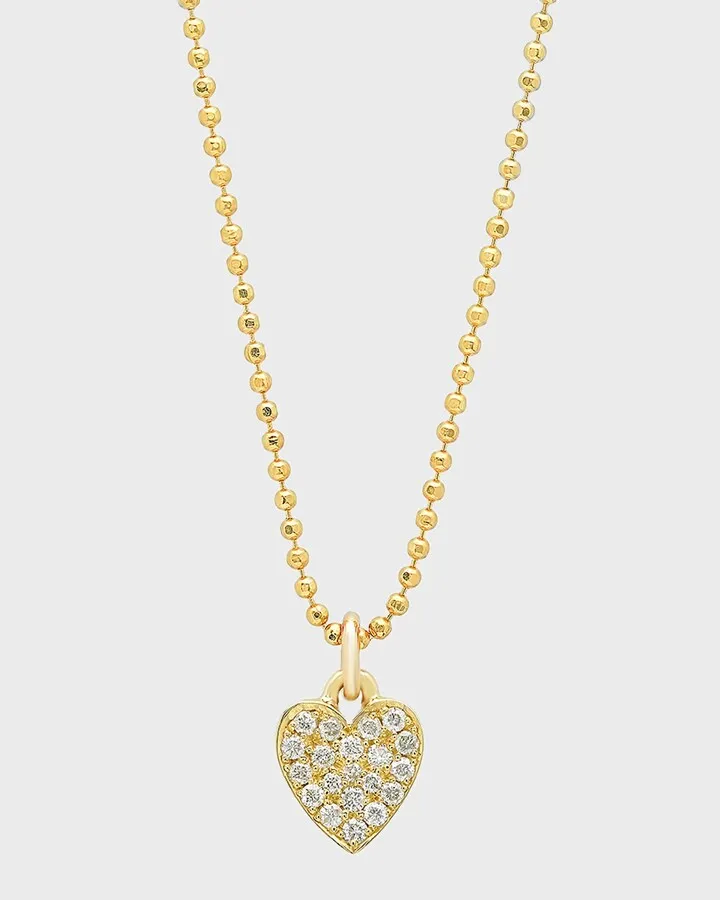18k Gold Diamond Heart Pendant Necklace on 14k Chain