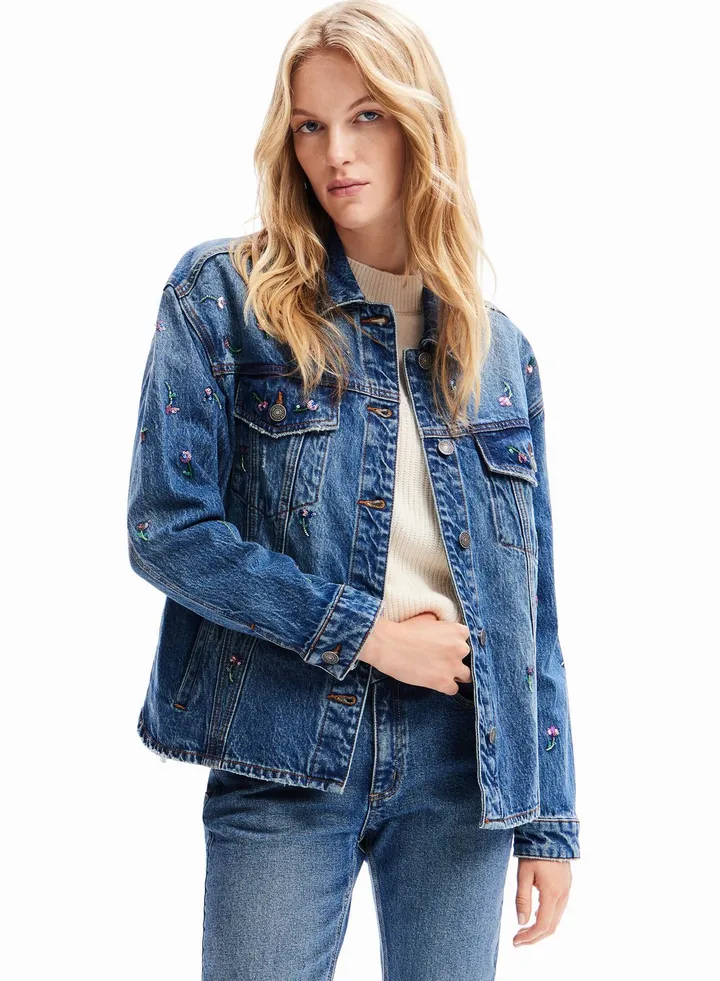 Floral Denim Trucker Jacket