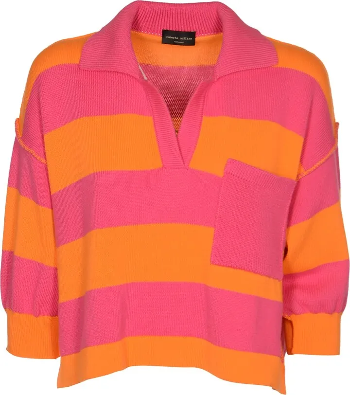 Striped Knit Polo Shirt