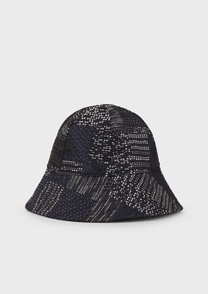 Patchwork-effect vanisé jacquard cloche hat