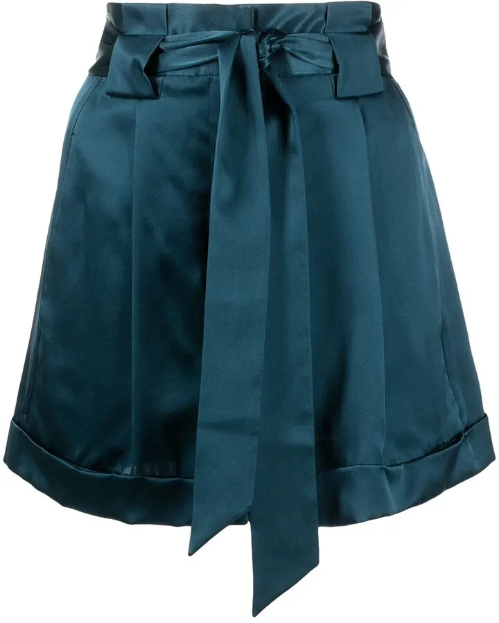Pleated-Detail Belted Shorts