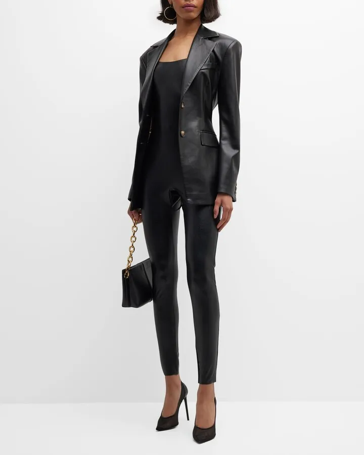 Faux-Leather Cami Catsuit
