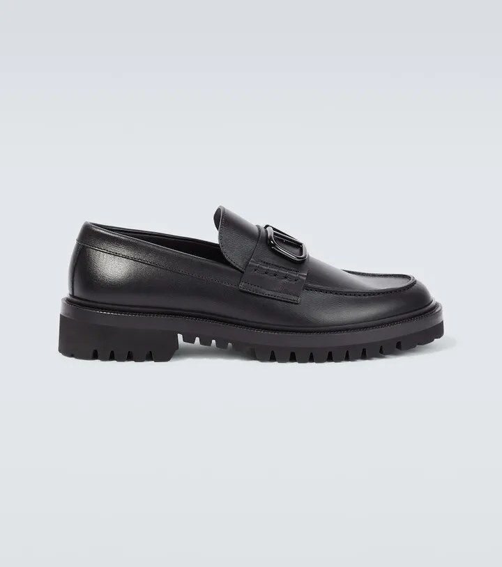 VLogo leather loafers