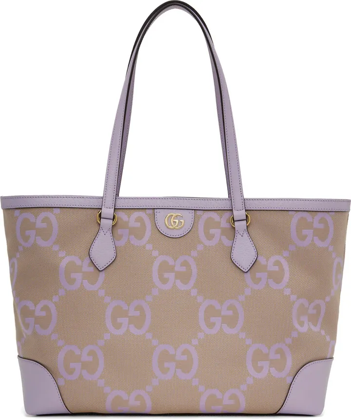 Gucci Purple & Beige Medium GG Ophidia Tote