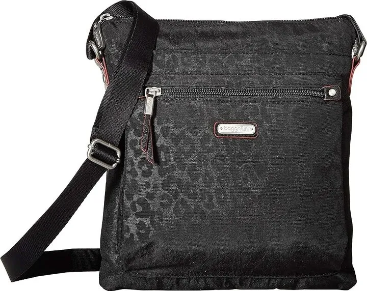Baggallini Go Bagg with RFID Phone Wristlet (Black Cheetah) Bags