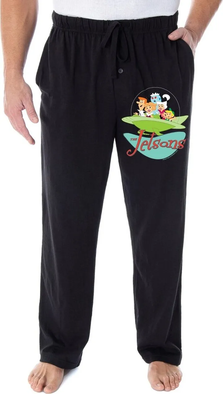 The Jetsons Men's Vintage Characters And Logo Loungewear Pajama Pants (XL) Black
