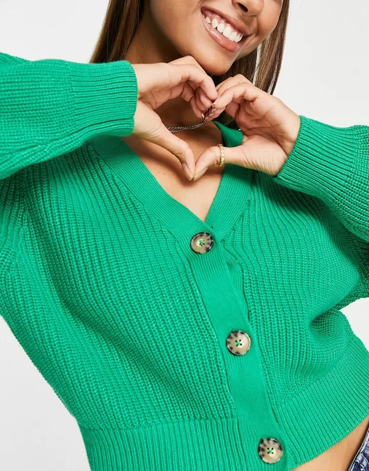 Monki knit cardigan in green