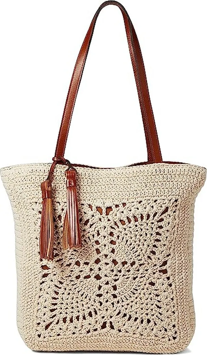 Patricia Nash Naomi Crochet Bag (Natural) Handbags