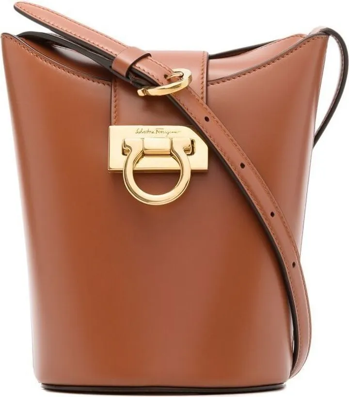 Brown Sienna Leather Bucket Bag