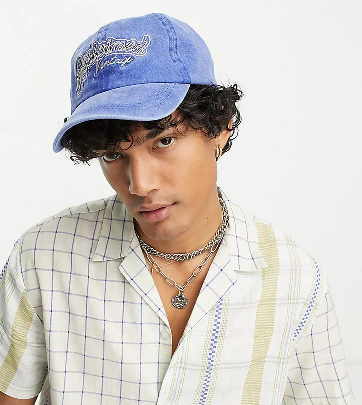 Reclaimed Vintage Y2K logo cap in washed blue