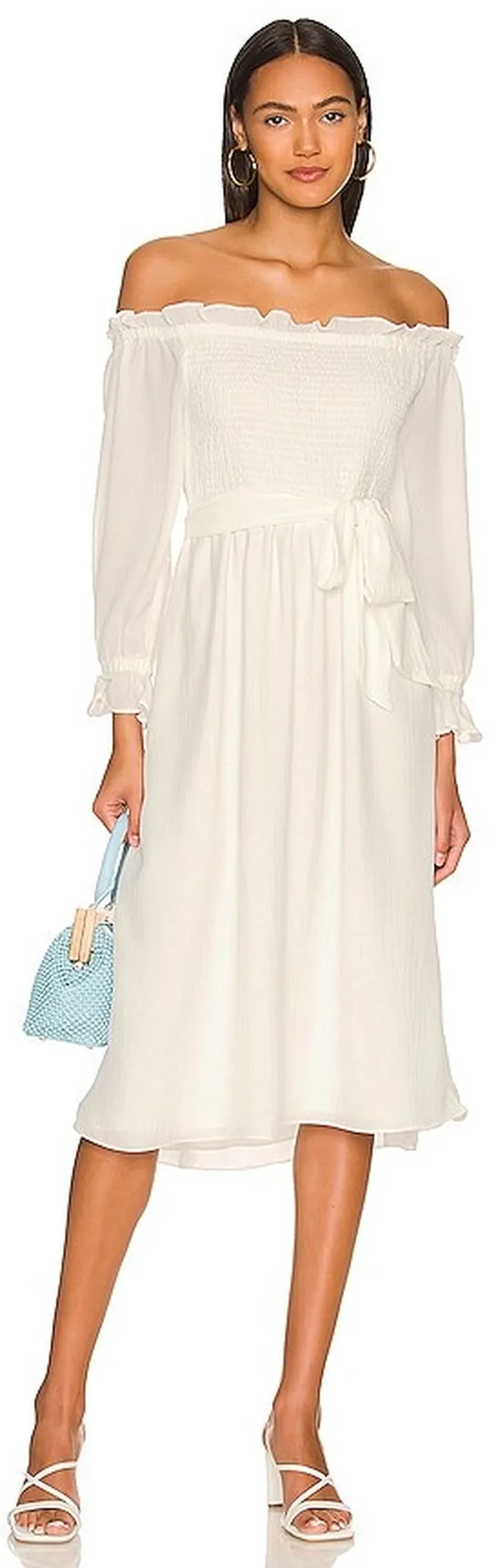 Off the Shoulder Smocked Bodice Dress