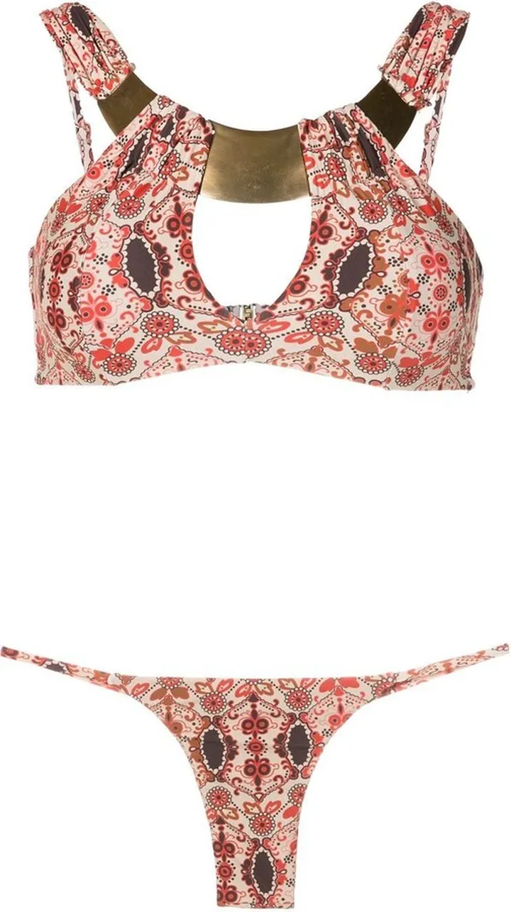 Floral-Print Cut-Out Bikini