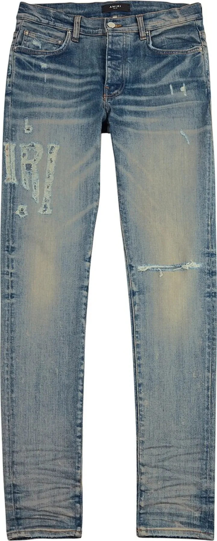 Amiri Logo Distressed Skinny Jeans