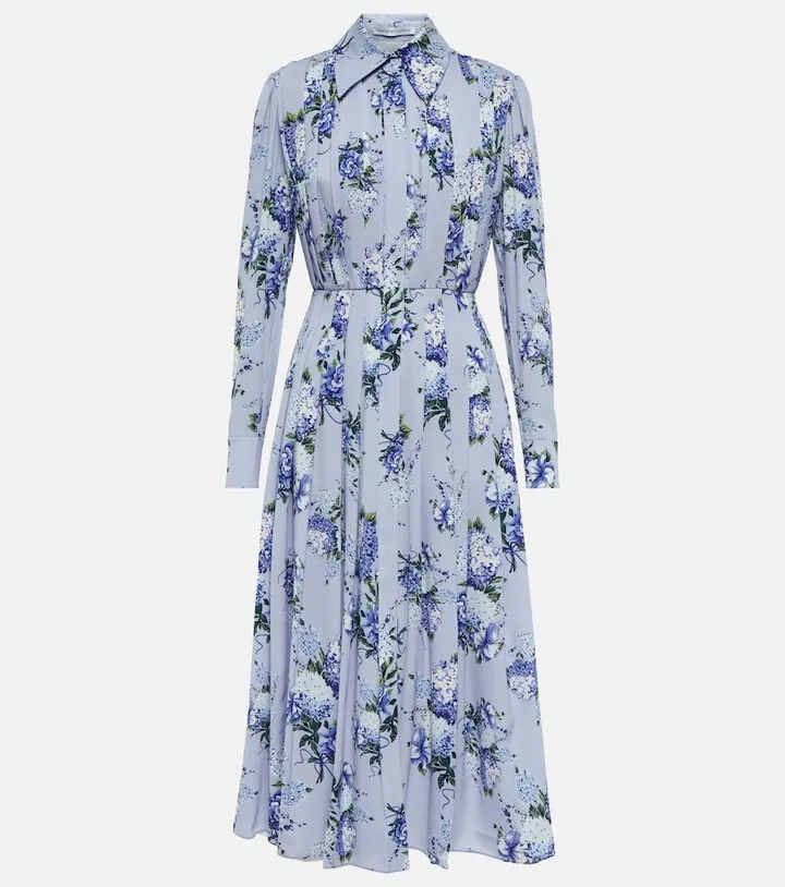 Anatola pleated floral midi dress