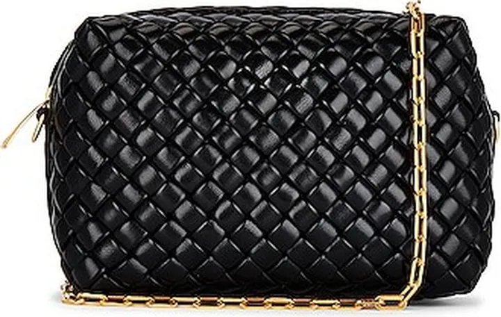 Bottega Veneta Padded Intreccio Camera Bag in Black