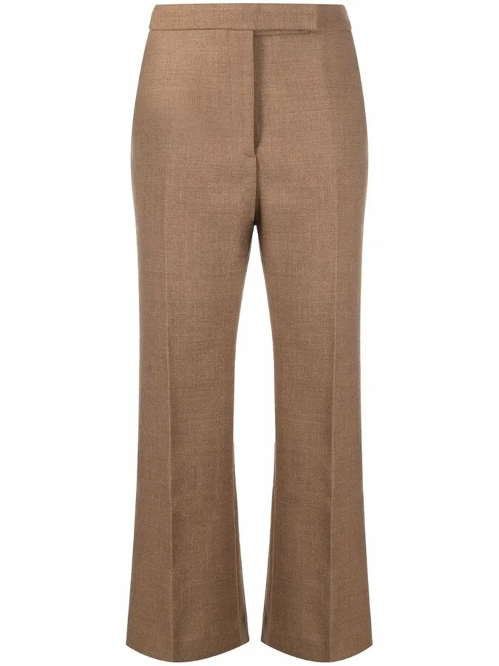 Cropped Kick-Flare Wool Trousers