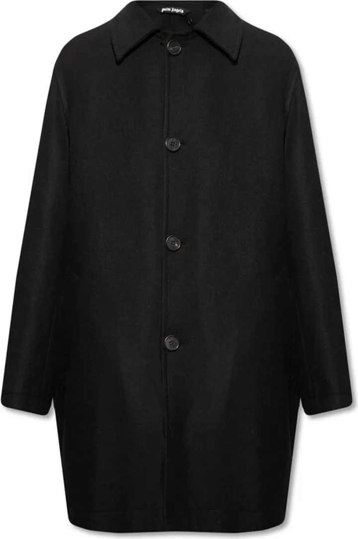 Palm Angels Logo-Printed Single Breasted Coat