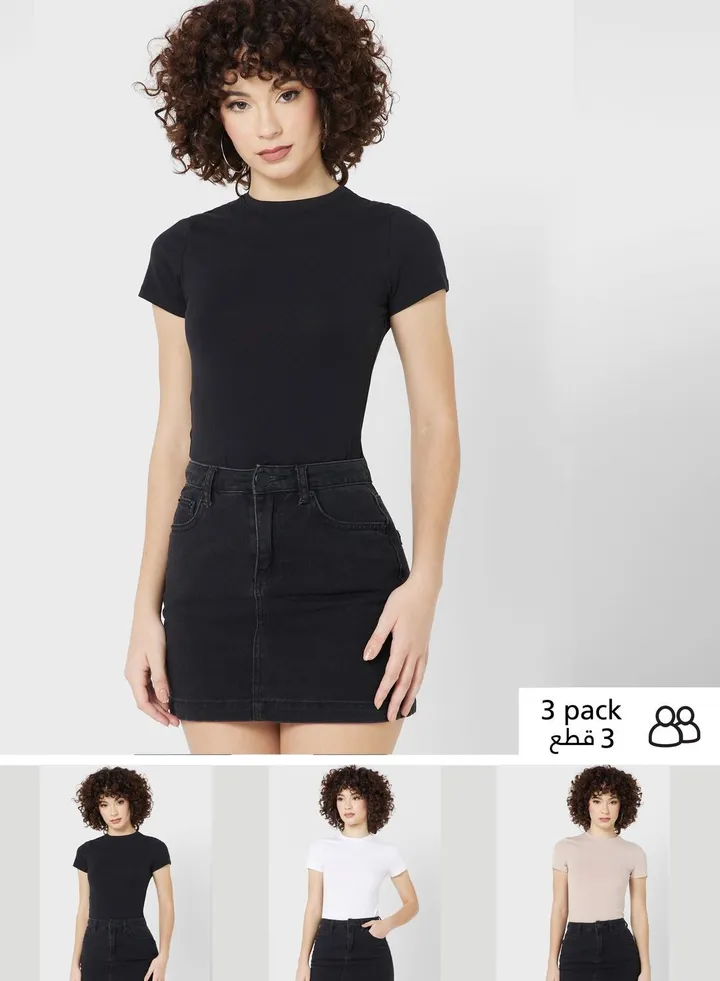 3 Pack Crew Neck Bodysuit