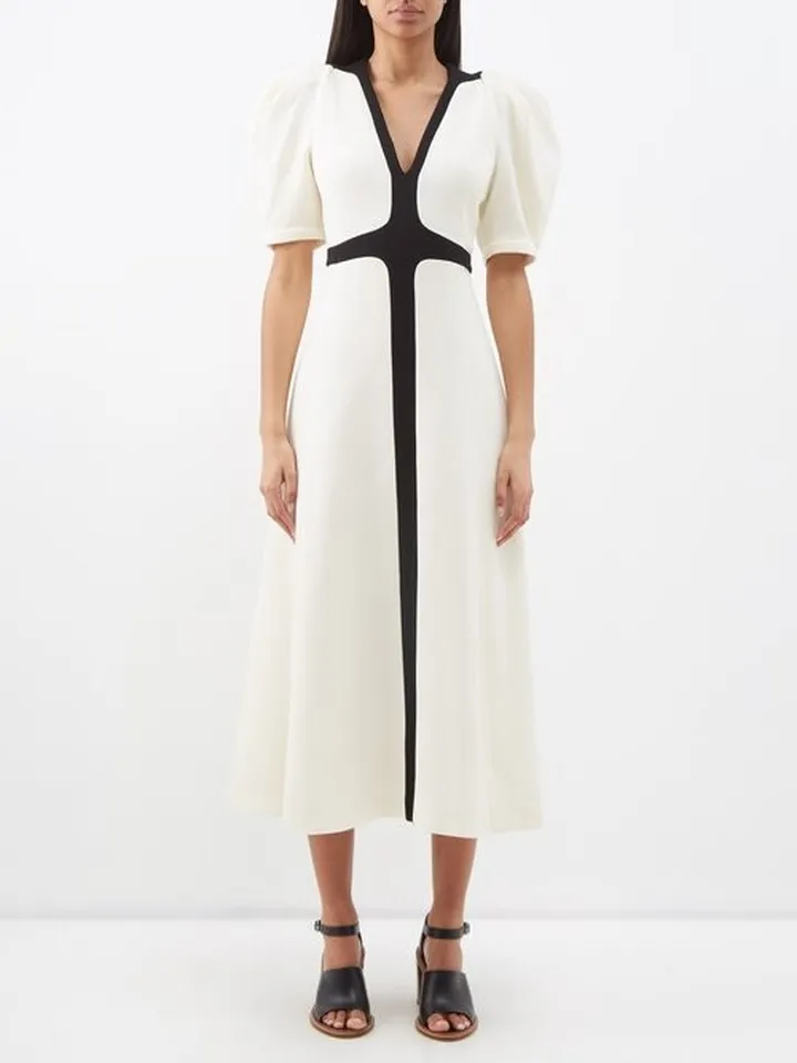 Luz Tie-waist Wool-crepe Midi Dress
