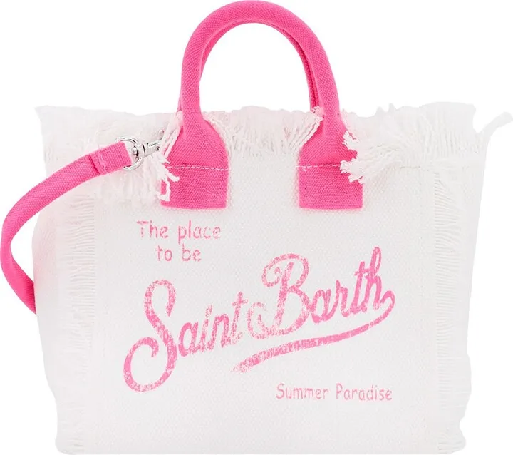 Canvas handbag with print on the front