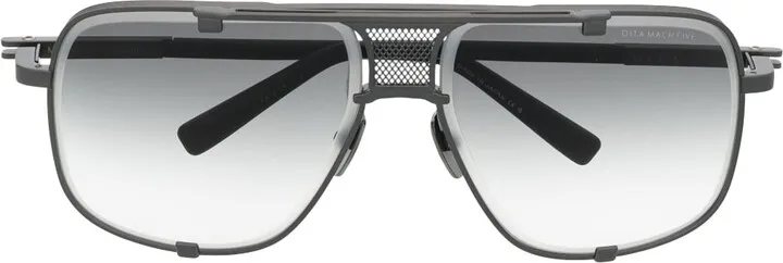 Pilot-Frame Grid-Detail Sunglasses