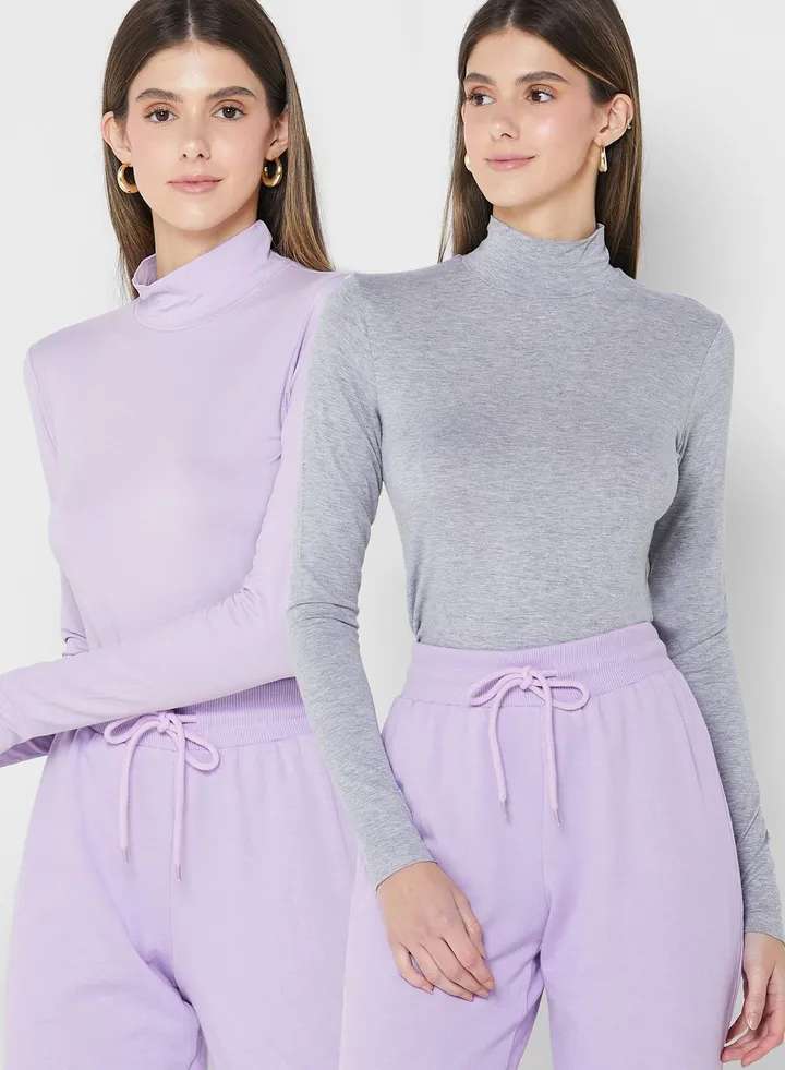 2 Pack High Neck T-Shirt