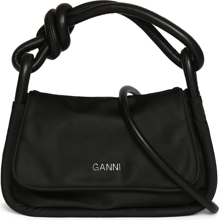 Knot flap over shoulder bag