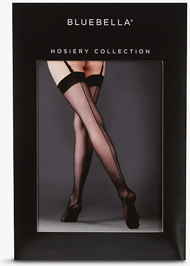 Womens Black Back Seam Stretch-woven Stockings