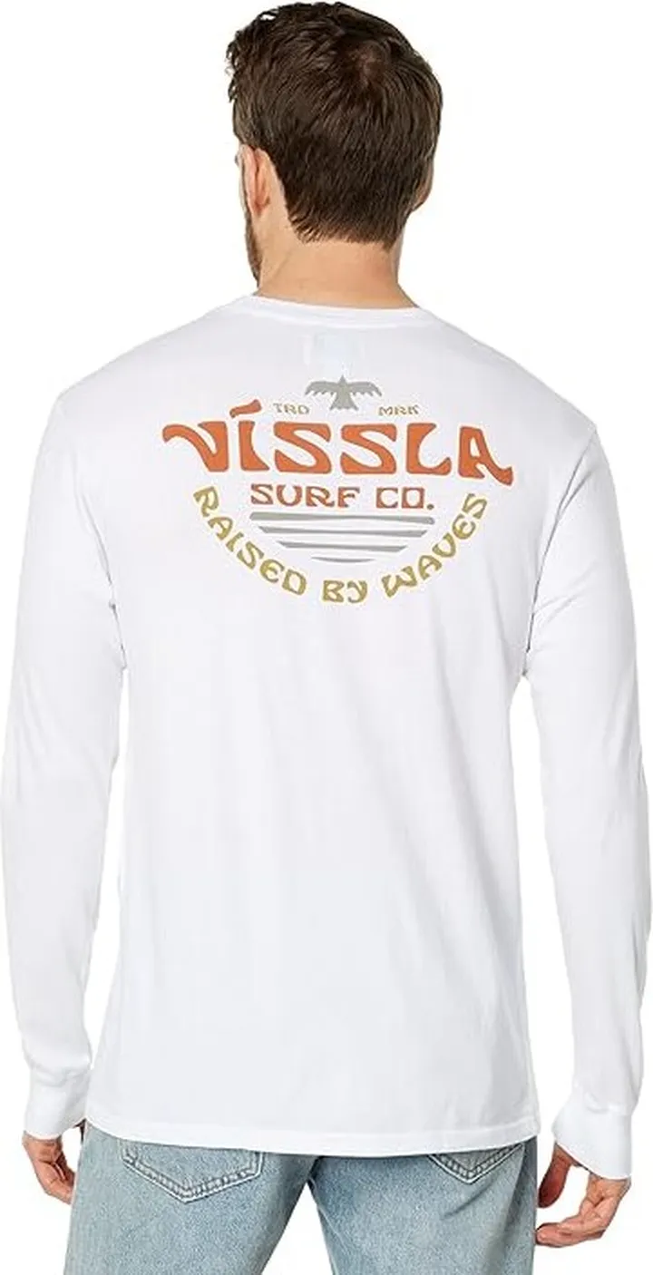 VISSLA West Winds Long Sleeve Pocket Tee (White) Men's Clothing