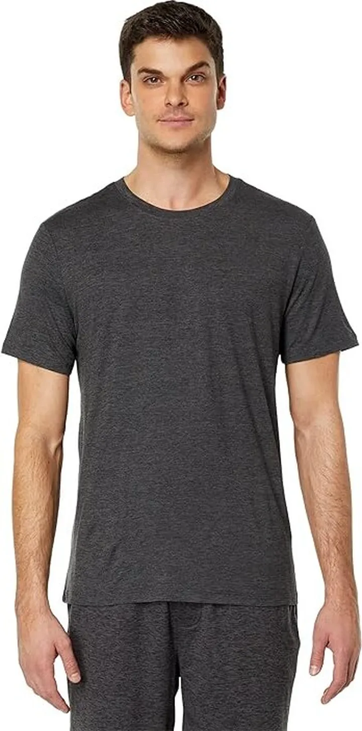 Barefoot Dreams Malibu Collection(r) Butterchic Knit Heavy Tee (Heather Carbon) Men's Clothing