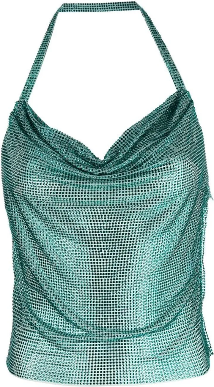 Crystal-Embellished Halterneck Top