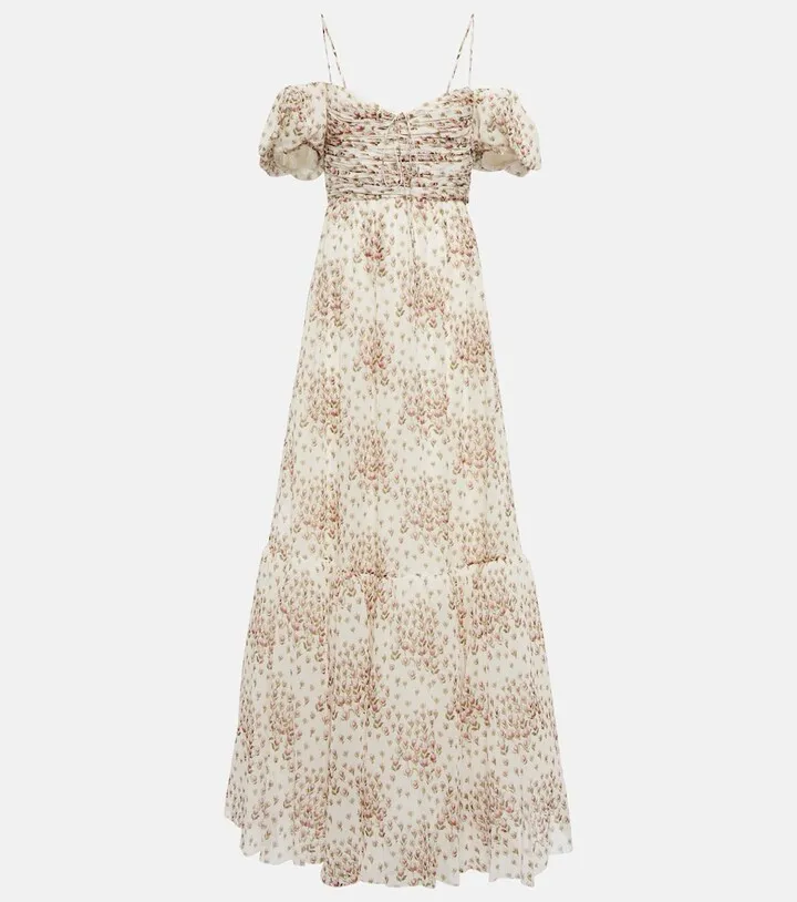 Floral silk georgette maxi dress