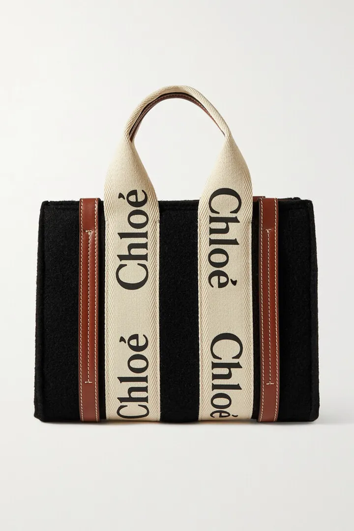 Chloé - Woody Small Leather-trimmed Wool-felt Tote - Black